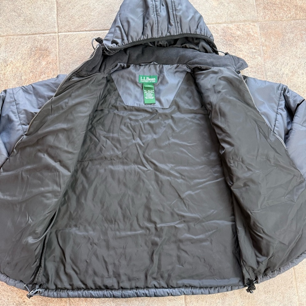 L.L. BEAN Factory Store Full Zip Hooded Parka Puffer Jacket 2000s Gray Size Med - Picture 8 of 10